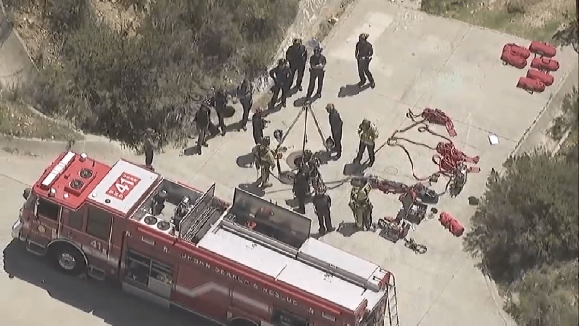 Details are still emerging about a confined-space rescue going on now in Poway.
