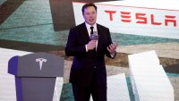Tesla CEO Elon Musk speaks at an opening ceremony for Tesla China-made Model Y program in Shanghai on Jan. 7.