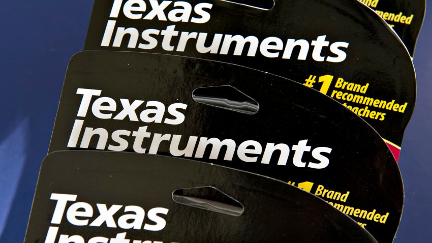 The Texas Instruments Inc. logo is seen on scientific calculator packages in Tiskilwa, Illinois.