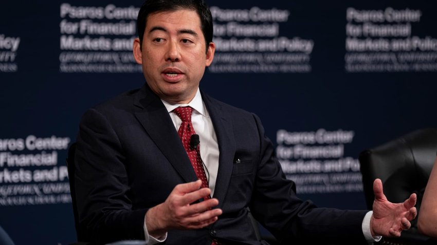 Mark Uyeda, commissioner at the US Securities and Exchange Commission (SEC), speaks during the 2024 Financial Markets Quality Conference at Georgetown University in Washington, DC, US, on Tuesday, Sept. 17, 2024. 