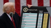 U.S. President Donald Trump delivers remarks on tariffs in the Rose Garden at the White House in Washington, D.C., U.S., April 2, 2025. 