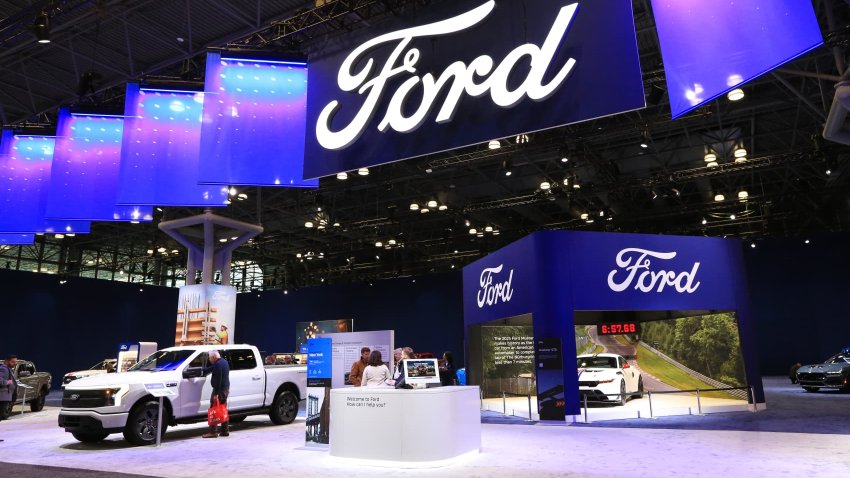 The Ford display is seen at the New York International Auto Show on April 16, 2025.