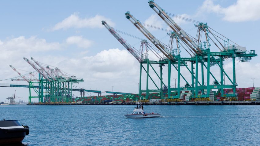 Cranes at the Port of Los Angeles are empty of cargo ships, in San Pedro California, U.S., May 13, 2025.