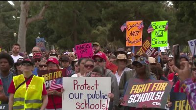 Parents, teachers rally against federal education cuts
