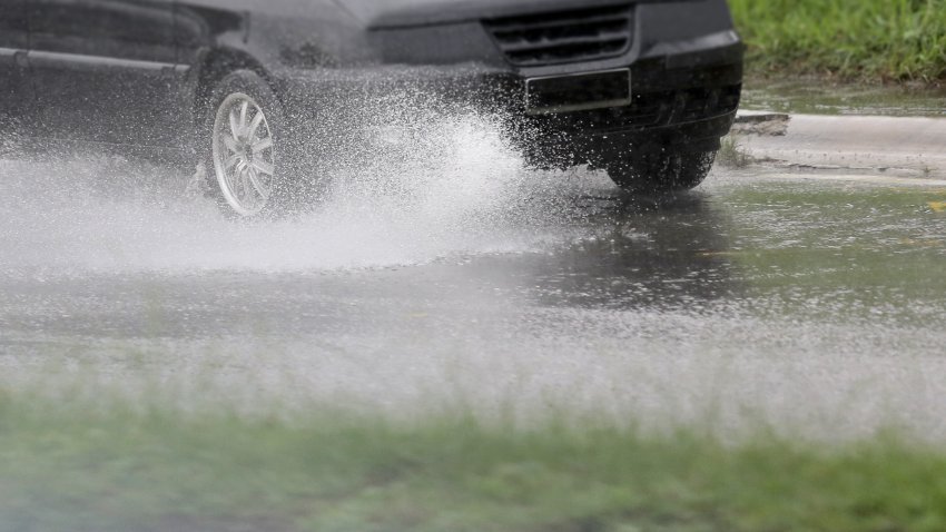 Rain splash during vehicle on the move.