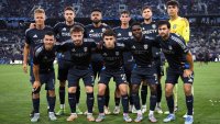 SAN DIEGO, CALIFORNIA – MAY 17: The San Diego FC starting XI pose for a photograph before the game against the Sporting Kansas City at Snapdragon Stadium on May 17, 2025 in San Diego, California. (Photo by Orlando Ramirez/Getty Images)