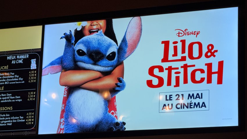 PARIS, FRANCE – MAY 20: Close-up view of the movie poster, during the “Lilo & Stitch” Paris Gala Screening at Le Grand Rex on May 20, 2025 in Paris, France.  (Photo by Edward Berthelot/Getty Images)