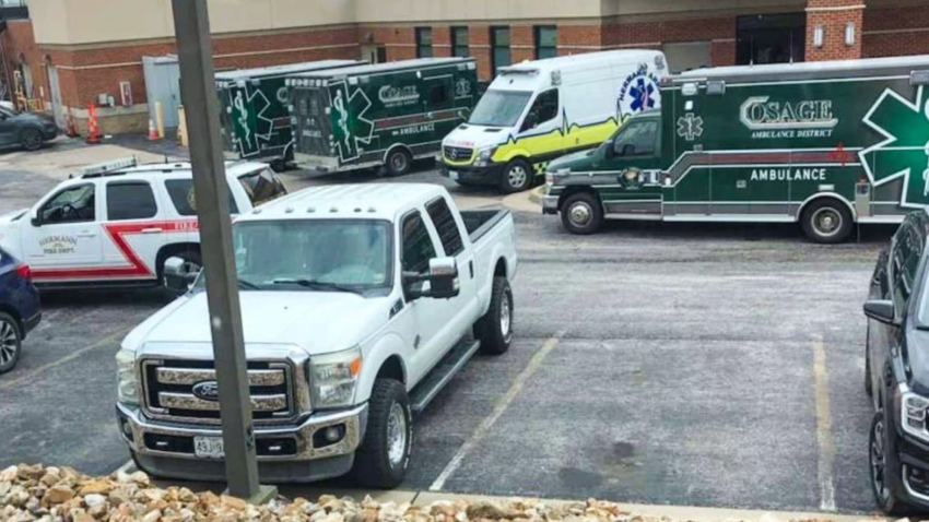 The scene of units that were dispatched after a shuttle bus crash in Missouri