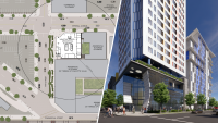 Renderings show what a skydiving facility in the East Village could look like once it's turned into affordable housing.