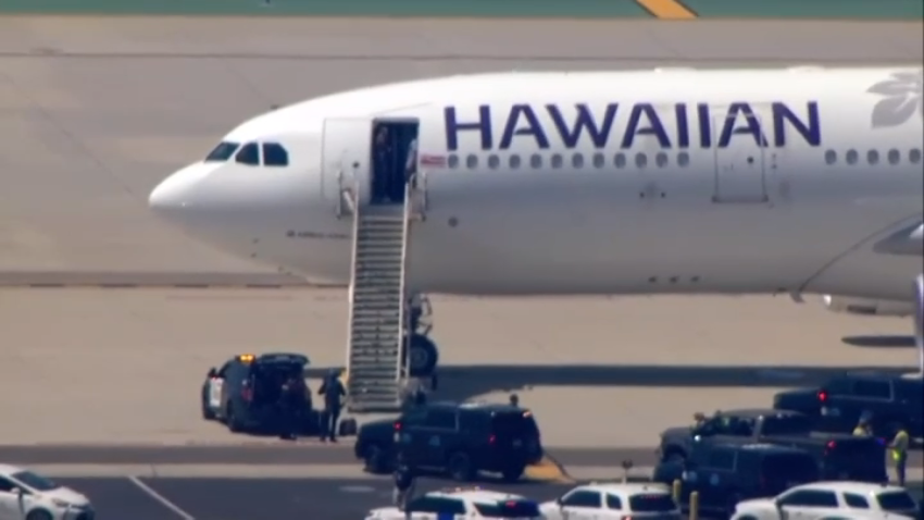 Police could be seen on the tarmac for the San Diego International Airport on May 20, 2025.