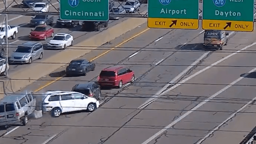 Driver on interstate at standstill