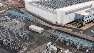 A power substation near the LC1 CloudHQ data center in Ashburn, Virginia, on March 27, 2024.