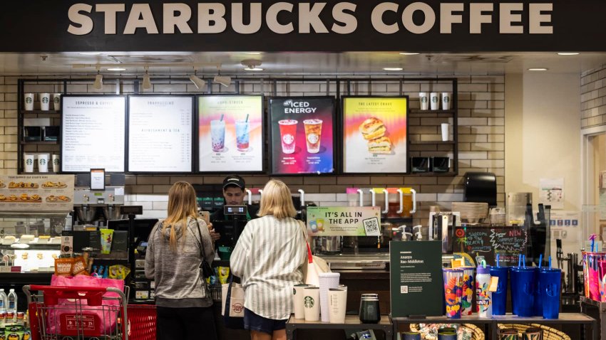 Customers order at a Starbucks in Manhattan Beach, California, on July 19, 2024.