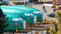 Boeing 737 aircraft fuselages are pictured at the company’s Renton factory in Renton, Washington, on April 15, 2025.