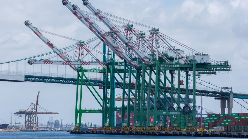 Cranes at the Port of Los Angeles are empty of cargo ships, in San Pedro California, U.S., May 13, 2025.