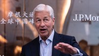 Jamie Dimon, chief executive officer of JPMorgan Chase & Co., during a Bloomberg Television interview on the sidelines of the JPMorgan China Summit in Shanghai, China, on Thursday, May 22, 2025.