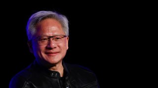 Jensen Huang, co-founder and chief executive officer of Nvidia, at the London Tech Week exposition in London, UK, on Monday, June 9, 2025.