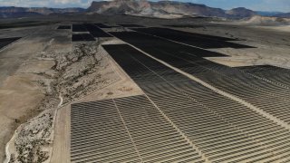 Construction work on solar power arrays continues at rPlus Energies’ Green River Energy Center in Emery, Utah, U.S. June 11, 2025.