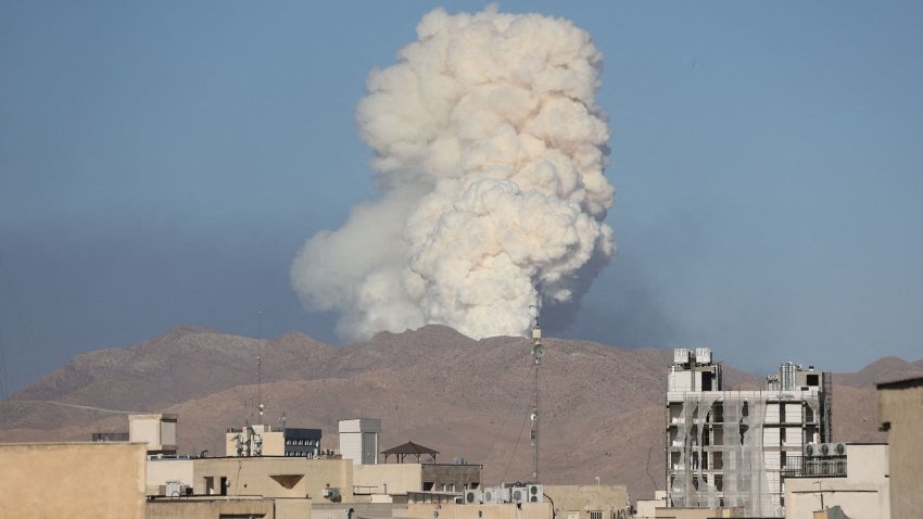 Smoke rises following an Israeli attack in Tehran, Iran, June 18, 2025.