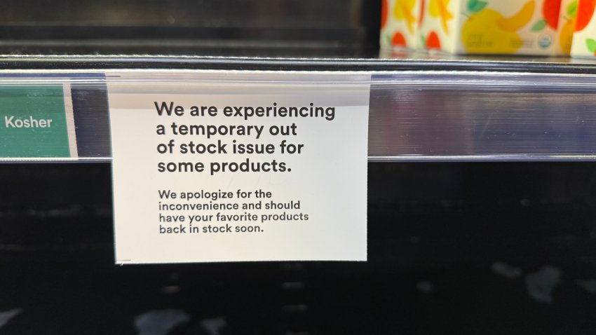 A Whole Foods in San Diego on June 13, 2025 has bare spots after a cyberattack on its distributor affected locations nationwide.