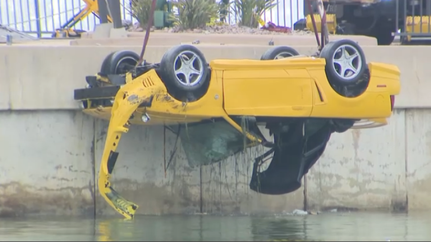 The car being lifted from the bay in Coronado