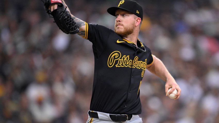 SAN DIEGO, CALIFORNIA – MAY 31: Bailey Falter #6 of the Pittsburgh Pirates pitches in the second inning against the San Diego Padres at Petco Park on May 31, 2025 in San Diego, California. (Photo by Orlando Ramirez/Getty Images)