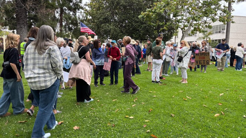 A group gathered to support the U.S. Department of Veterans Affairs in Coronado. June 6, 2025.