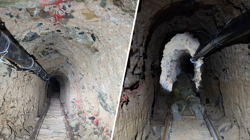 PU.S. Border Patrol pictures show inside the 2,918 ft cross-border drug smuggling tunnel