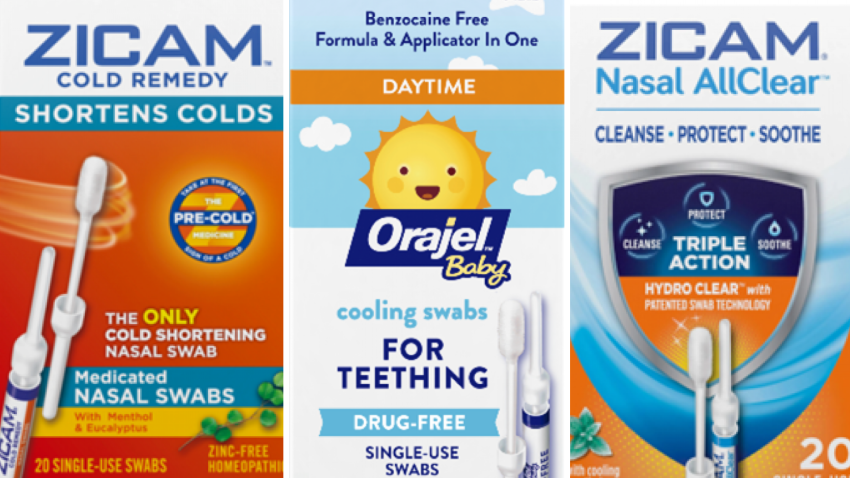Recalled Ziacam and Orajel swabs