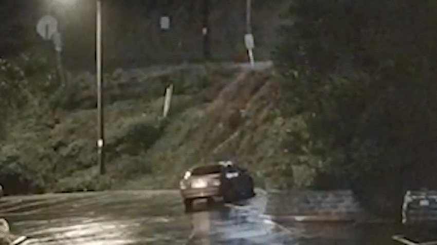 A car flips over and collides into a parked car with someone inside on May 3, 2025.