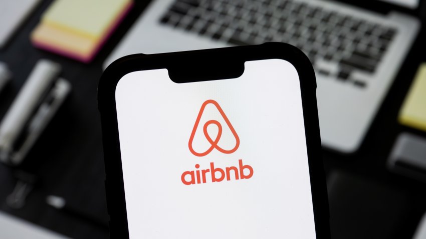 POLAND – 2025/03/02: In this photo illustration, an Airbnb logo seen displayed on a smartphone. (Photo Illustration by Mateusz Slodkowski/SOPA Images/LightRocket via Getty Images)
