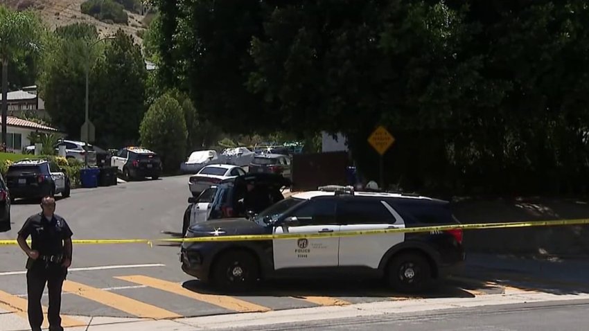 Police at the scene of a shooting Tuesday July 29, 2025 in Granada Hills.