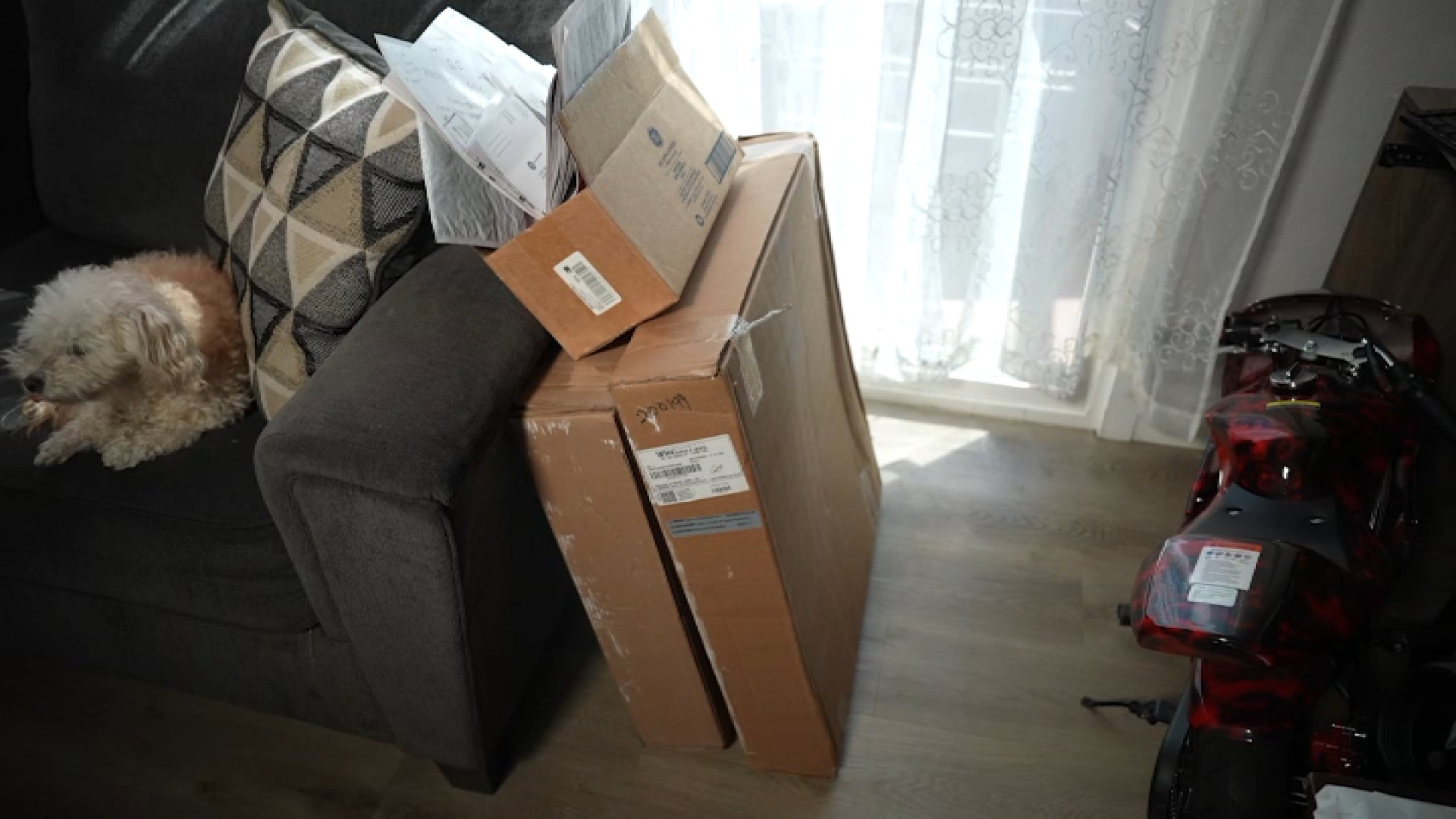 Boxes of appliance parts
