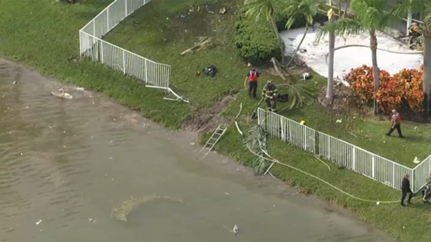 Scene of a small plane crash in Coral Springs on Nov. 10, 2025.