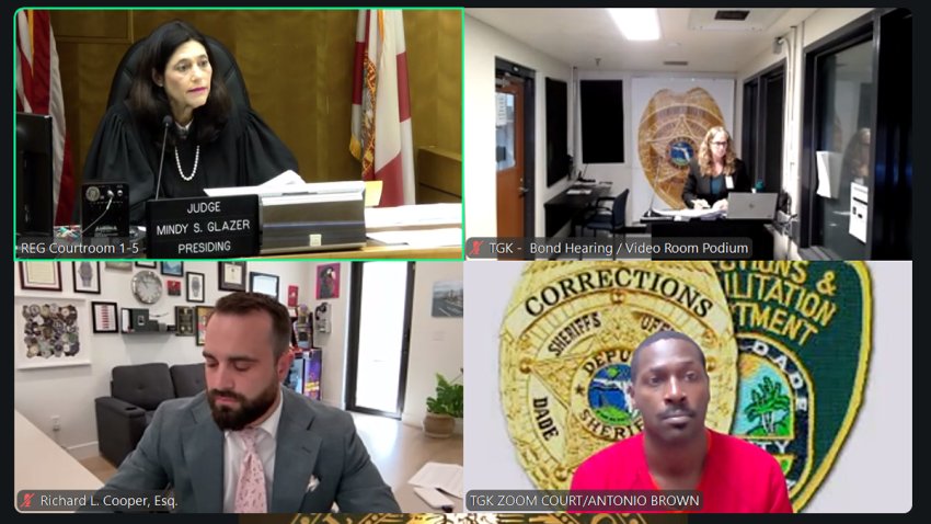 Antonio Brown goes before a Miami-Dade judge on Nov. 12, 2025.