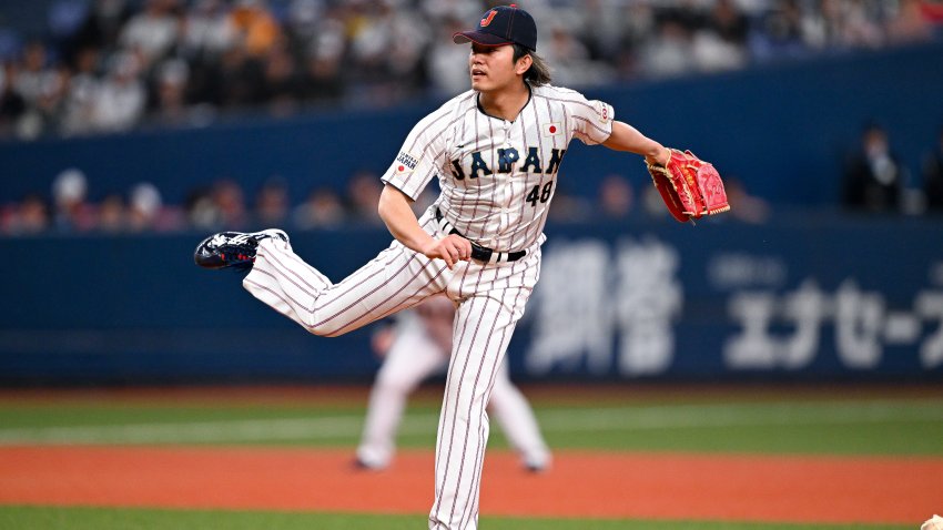OSAKA, JAPAN – MARCH 05: Tatsuya Imai #48 of Samurai Japan pitches in the top of the sixth inning during the game between Samurai Japan and Netherlands at Kyocera Dome Osaka on March 05, 2025 in Osaka, Japan. (Photo by Gene Wang/Getty Images)