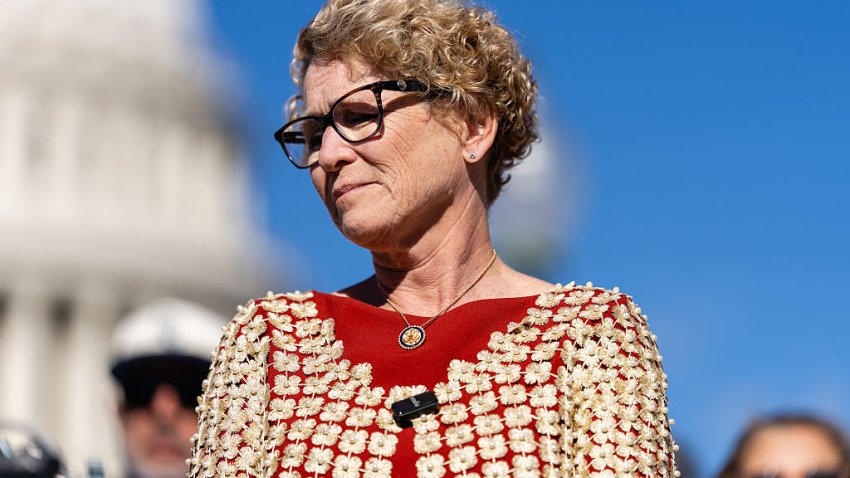 WASHINGTON, DC &#8211; NOVEMBER 6: Representative Chrissy Houlahan (D-PA) listens during a news conference with Congressional Democrats outside of the U.S. Capitol on November 6, 2025 in Washington, DC. The news conference focused on the lasting effects of the government shutdown on health care costs and Supplemental Nutrition Assistance Program benefits. (Photo by Eric Lee/Getty Images)