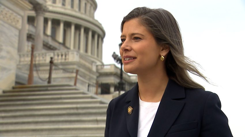 Rep. Maggie Goodlander of New Hampshire speaks from Capital Hill
