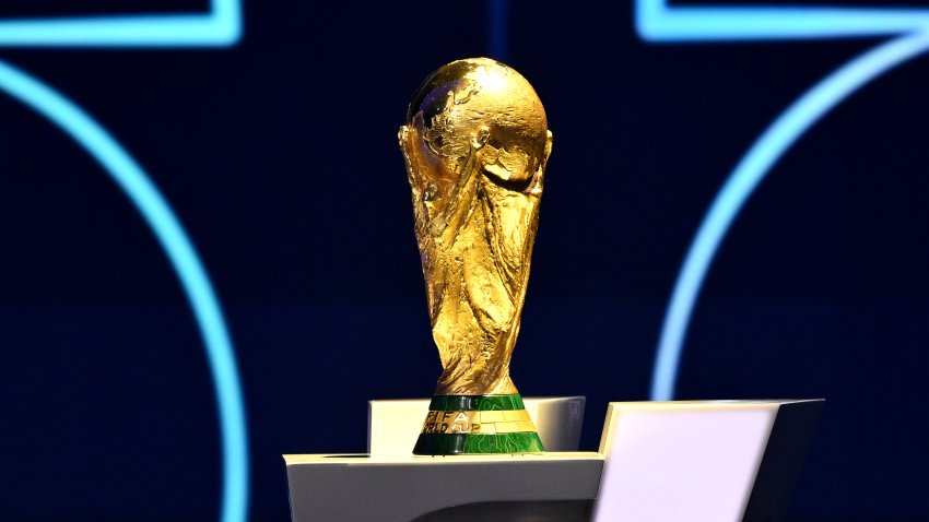 WASHINGTON, DC – DECEMBER 05: FIFA World Cup Trophy is displayed during the FIFA World Cup 2026 Official Draw at John F. Kennedy Center for the Performing Arts on December 05, 2025 in Washington, DC.