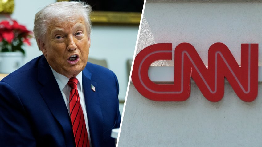 Donald Trump and the CNN logo