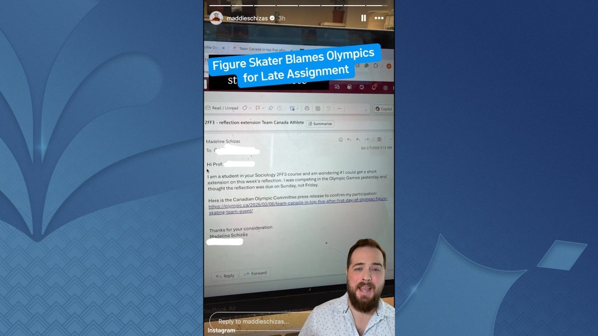 Olympic skater posts hilarious reason she asked professor for extension