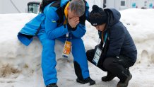 Mykhailo Heraskevych (L), the father of Ukraine's Vladyslav Heraskevych, reacts after his son was disqualified from the Milano Cortina 2026 Winter Olympic Games in Cortina d'Ampezzo on February 12, 2026. Ukrainian skeleton racer Vladyslav Heraskevych was disqualified from the Winter Olympics on February 12, 2026 after refusing to back down over his banned helmet, which depicts victims of his country's war with Russia.
In a statement, the International Olympic Committee said Heraskevych is "not allowed to participate at Milano-Cortina 2026 after refusing to adhere to the IOC athlete expression guidelines". 