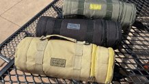 Tactical gear BurriTote bags in army green, black and khaki. (NBC 7 San Diego)
