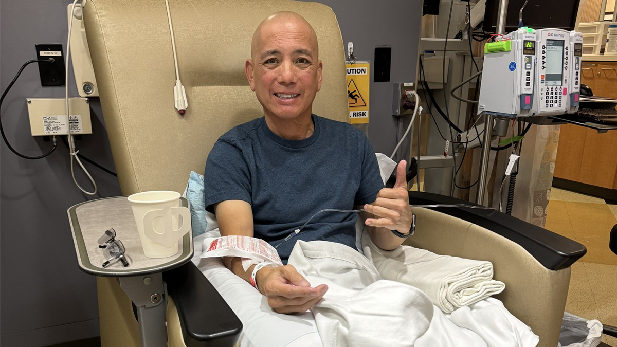 Joseph Pandelinan received treatment in his ongoing fight against stage four lung cancer.