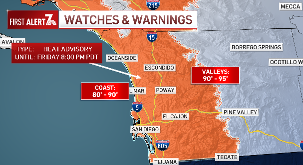 Hot weather to push temperatures past 90 for much of San Diego – NBC 7 ...