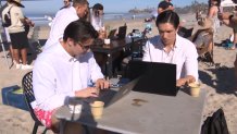 A remote work meet-up was held in San Diego's Pacific Beach on March 13.