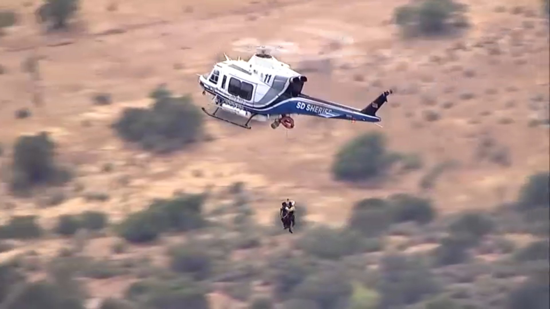 SD Sheriff's chopper rescues three climbers stuck on El Cajon Mountain