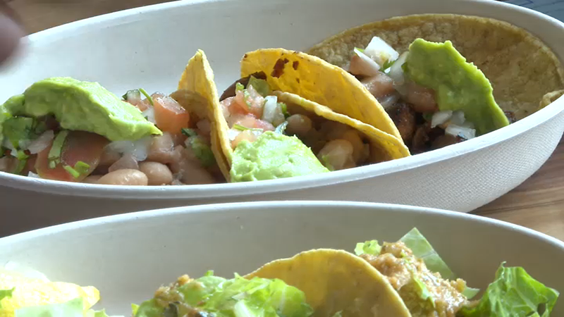 A taco plate from former MLB star Adrian Gonzalez's new taco shop, Tres Dos Tres, in Chula Vista.