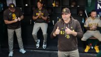 WASHINGTON, DC – MAY 29: Manager Craig Stammen #14 of the San Diego Padres gives a thumbs up in his return to Natio...