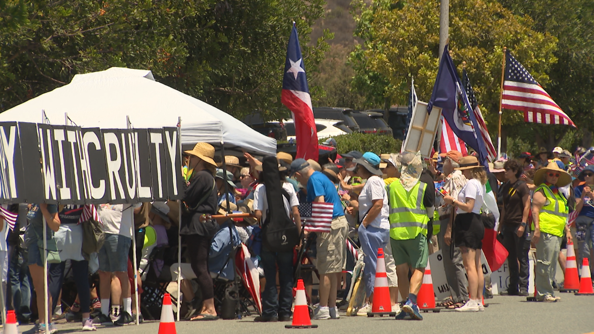 Hundreds rally outside Otay Mesa Detention Center on ‘No Kings' anniversary